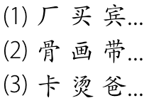 3タイプの漢字
